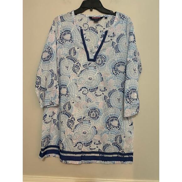 Vineyard Vines Cover Up Beach Dress Tunic Top V Neck Preppy Coastal Sz Medium - Picture 1 of 6